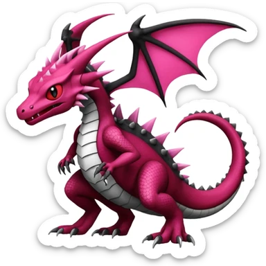 Magenta, black and white Flygon-Gorebyss-Salandit-Gargoyle-Pokémon-Fakémon-creature-fusion-hybrid sticker