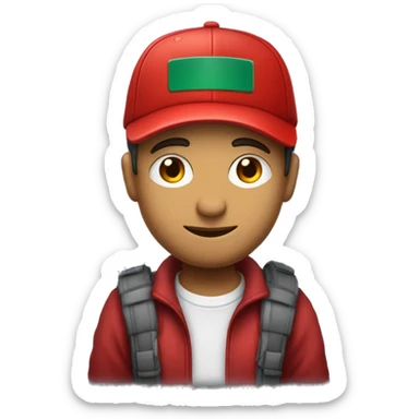 Un hmbre con barriga grandey nariz grande también con remera rojo y gorra de color rojo  sticker