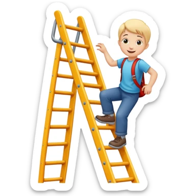 child climbing a playground ladder, cheerful and adventurous sticker