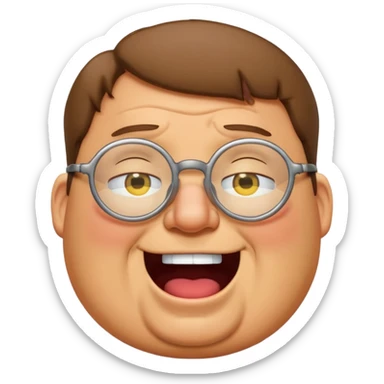 peter griffin with glasses as a laughing crying emoji in Midjourney style sticker