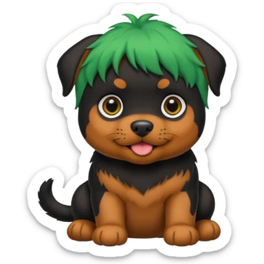 green haired baby rottweiler sticker
