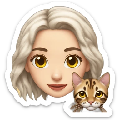 Emilia Clarke holds a Bengal cat with yellow eyes sticker