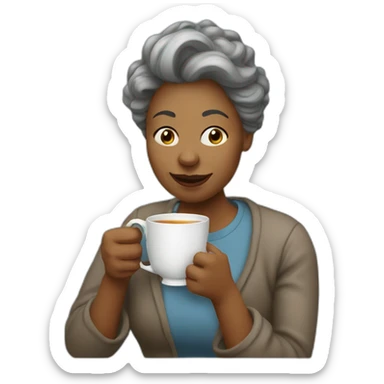 Ugly woman drinking tea sticker