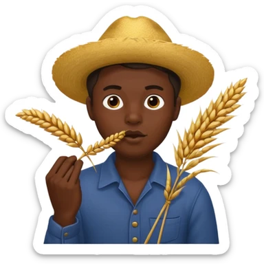 Campechano con una ramita de trigo en la boca sticker