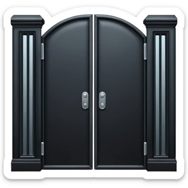 iOS emoji, minimal dark gate, sealed door, flat design sticker