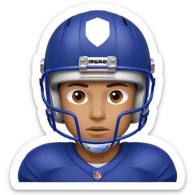 College football player helmet in deep royal blue color add face sticker