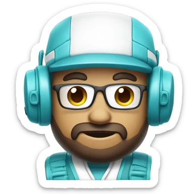 Cyan and white gaming setup  sticker