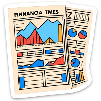 Financial Times newspaper with charts and graphs sticker