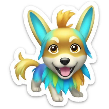 Colorful Gardient Shiny Electric Dog Pokémon sticker