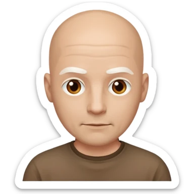 powder white skin bald man brown shirt sticker