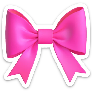 3D emoji style bow, neon pink, glowing effect sticker