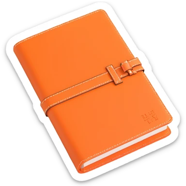 orange Hermès leather diary, 3D, luxury, elegant, no text sticker