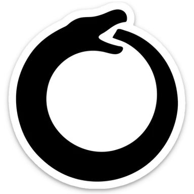 stylized ouroboros serpent eating its own tail, simple and bold design sticker