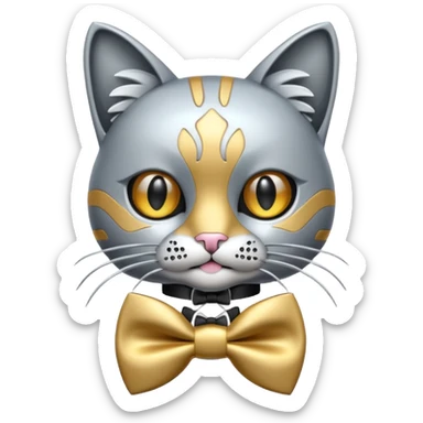 animatronic cat with bow tie sticker