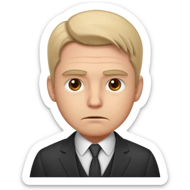 a liittle tired and frustrated entepreneur (only his face). with suit and only a little bit emotional face sticker