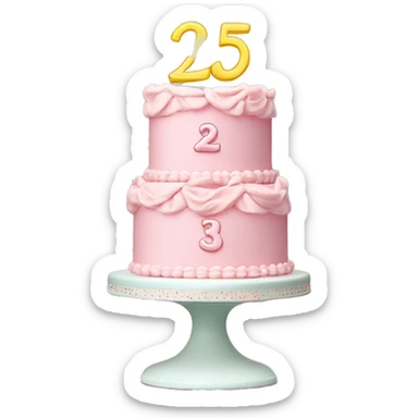 Light pink 3 tier cake with bows and vintage frosting design 25 number on top sticker