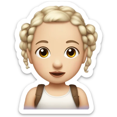 White little brown-eyed baby with two dark pigtails, plump lips sticker