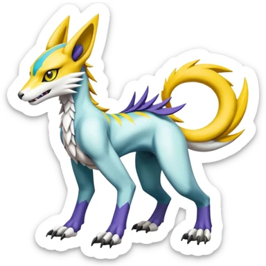 Colorful Meloetta-Renamon-Wargreymon-Sergal-Pokémon-Digimon-Fakémon-fusion-hybrid-creature sticker
