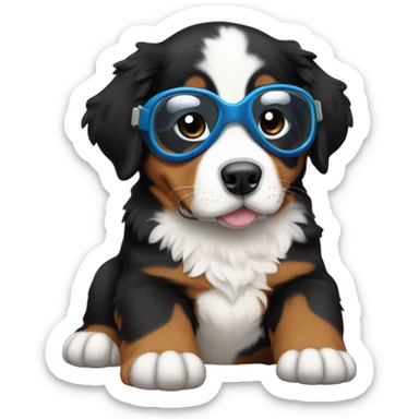 Bernese mountain puppy wearing goggles sticker