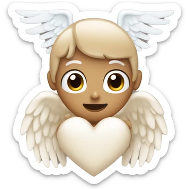 beige heart with white angel wings sticker