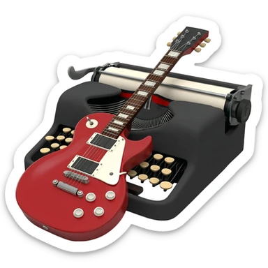 An electric guitar on a typewriter sticker