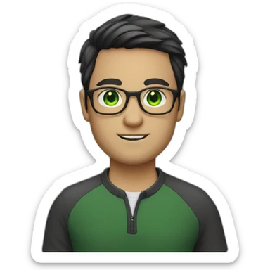 IT guy in round glasses with green eyes and dark hair sticker