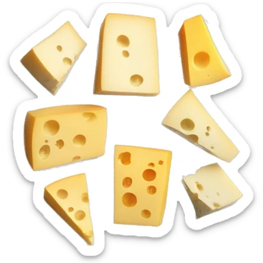 different cheeses with hidden faces on a plate sticker