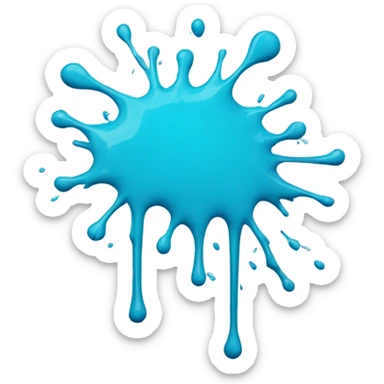Glowing Cyan blue paint splash splatter drip sticker