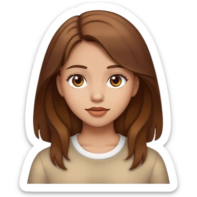 realistic portrait of girl with brown hair  sticker
