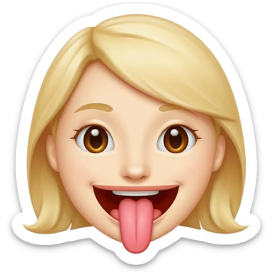 smiling face with tongue curved on top lip sticker