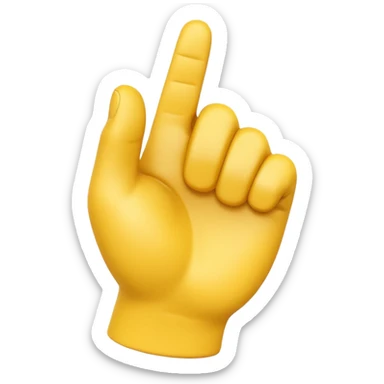 A 3D Apple-style yellow hand emoji, closed fist with thumb pointing backward over the shoulder direction, smooth rounded shape, shiny surface, clean minimal background. sticker