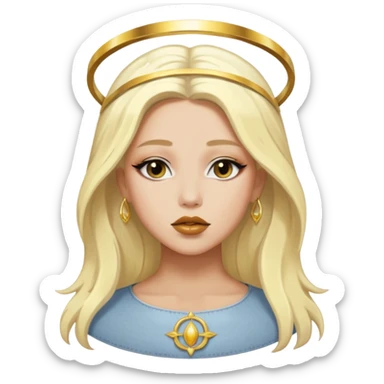 Rosalia (the singer) virgin. (Use lux album cover as reference). Hais bleached halo in hair and gold lips sticker