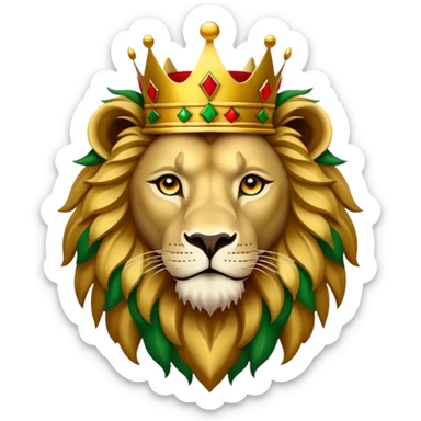 Emblem of the Lion of Judah, proud lion with a crown and traditional Ethiopian colors sticker