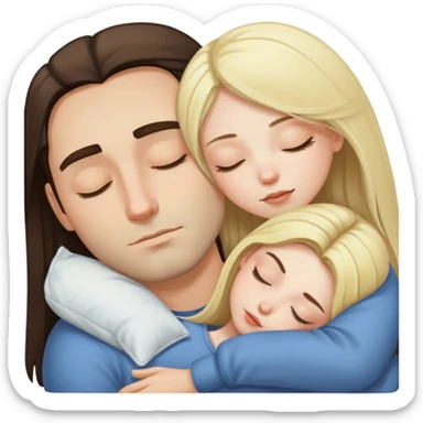 girl with long dark brown hair and pale skin sleeping with a man with blonde hair sticker