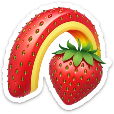 a rainbow with strawberries sticker