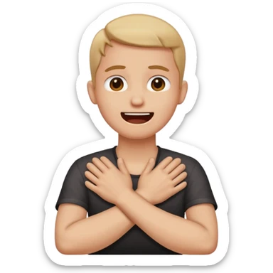 having a hard person like a head and neck of a person and their hands like crossed idk their neck like their chocking themselves but in a joking way like frustration sticker