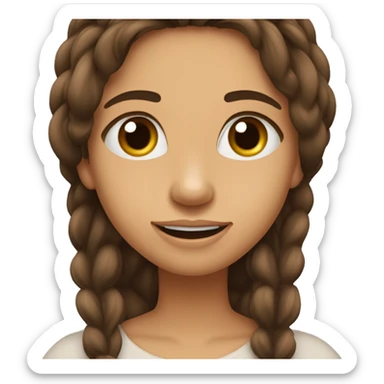 mulher morena de meia idade um pouco gordinha com olhos grandes cabelo liso e longo cor castanho escuro e sorriso largo com dentes sticker