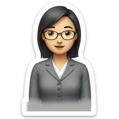 A asian woman teacher doing online class sticker