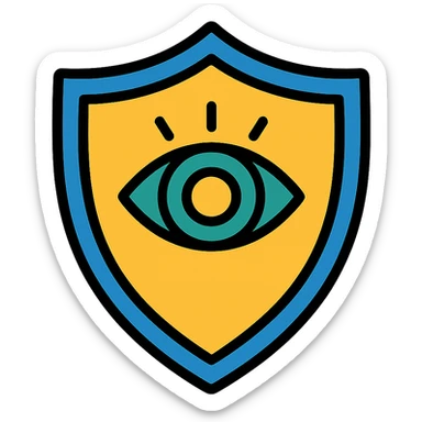 a shield featuring the Eye of Ibad, stylized and bold, fantasy icon sticker