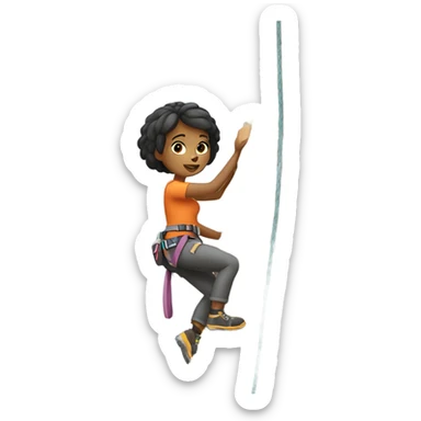 A girl with short hair rock climbing ￼ sticker
