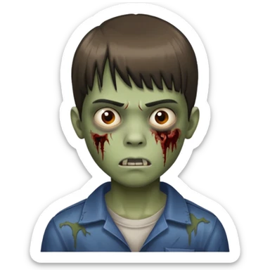 Menino de cabelo liso com franja zumbi sticker