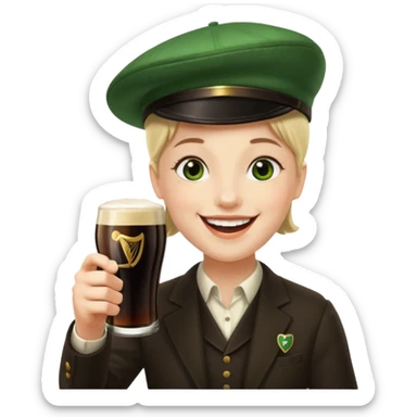 Saying cheers with a Guinness sticker