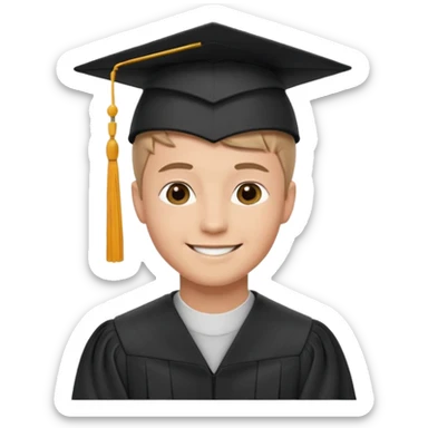 Graduated Students, Male, proudly, short hair, wearing graduation cap sticker