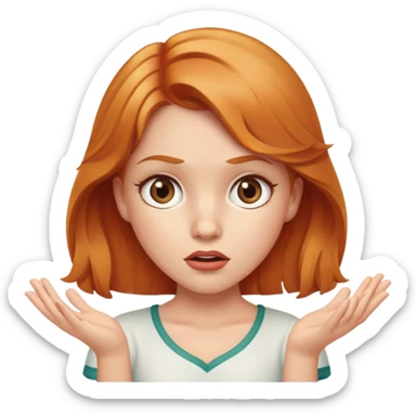 strawberry blonde girl with brown eyes shrugging sticker