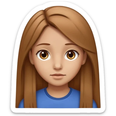 Fille châtain raie au milieu cheveux long et yeux marron et peau beige cheveux lisse pas de4iere les oreilles  sticker