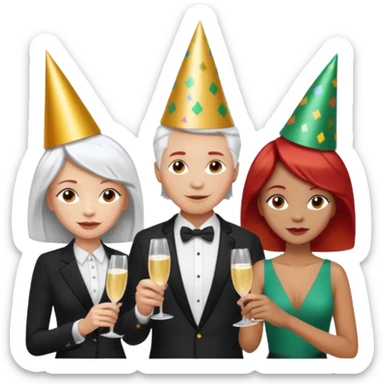 alright, but make the one in the middle light skin (caucasic) with white hear. The one on the left be redheaded (caucasic) and the one on the right be african sticker