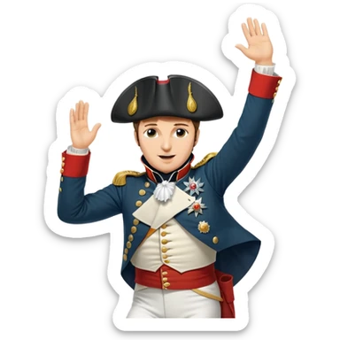 Napoleon Bonaparte in his iconic military uniform and bicorne hat dancing the Macarena dance sticker