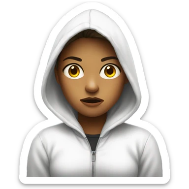 girl in white hoodie indoors angry sticker