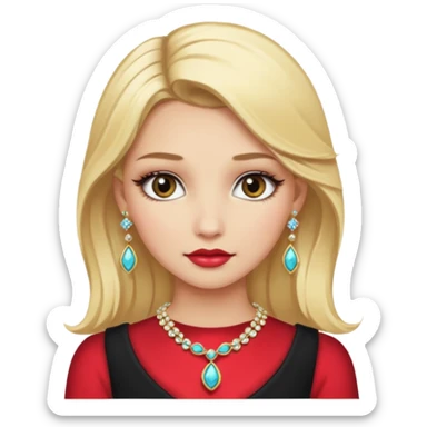 fancy blonde hair girl with makeup and jewellery sticker