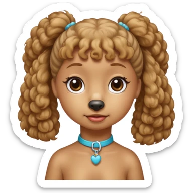 Mini poodle with Asia ponytail hair girl say goodbye sticker